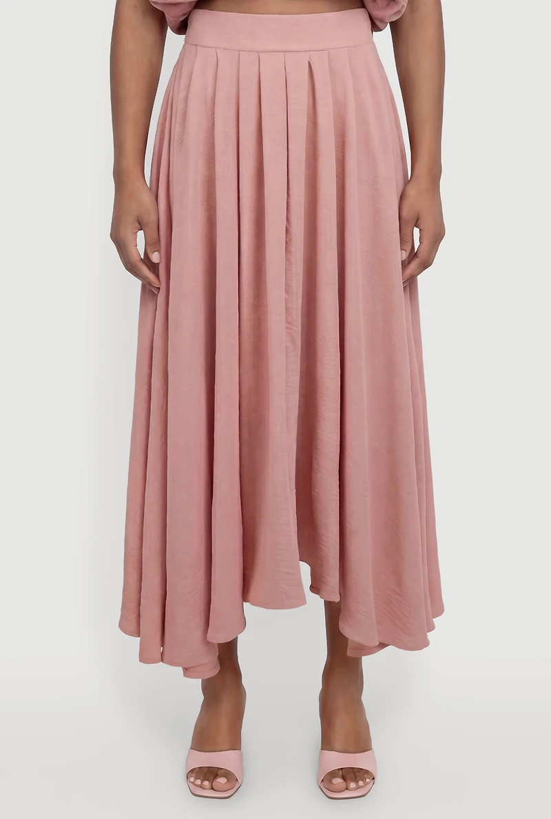 High Waisted Airy Pleated Skirt