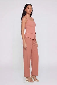 Metallic Button Front Crepe Knit Blazer Vest