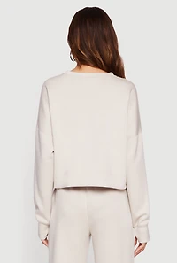 Long Sleeve High Neck Sweatshirt with Thumb Holes