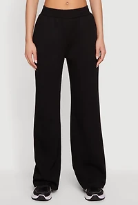 Pull On Wide Leg Mid Rise Casual Pants