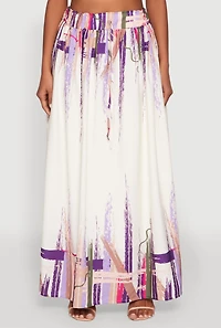 Abstract Brush Stroke Print Maxi Skirt