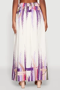 Abstract Brush Stroke Print Maxi Skirt