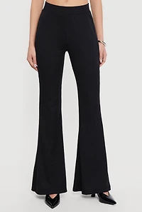 Rib Knit High Waisted Flare Pants