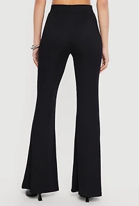 Rib Knit High Waisted Flare Pants