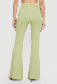 Rib Knit High Waisted Flare Pants