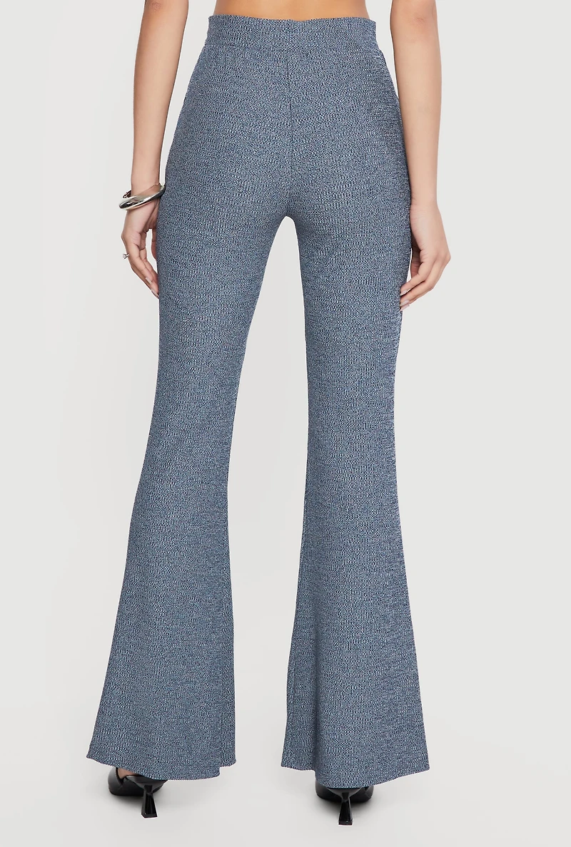 Rib Knit High Waisted Flare Pants