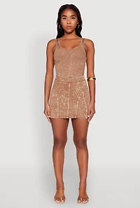 Womens Mineral Wash High Cut Bodysuit, Brown, Size M