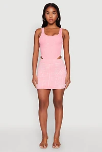 Womens Mineral Wash High Waist Mini Skirt, Pink, Size M
