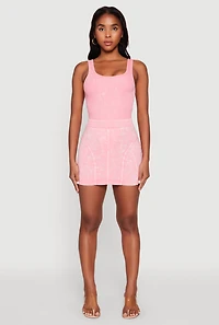 Womens Mineral Wash High Waist Mini Skirt, Pink, Size M