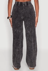 Womens Mineral Wash Straight Leg Sweatpants, Grey,