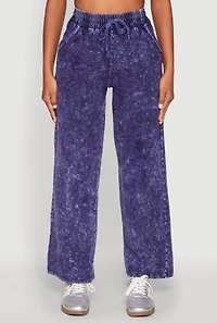 Womens Mineral Wash Straight Leg Sweatpants, Blue, Size S