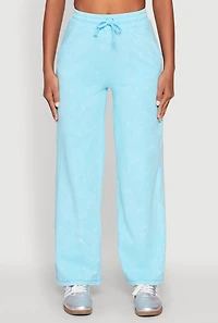 Womens Mineral Wash Straight Leg Sweatpants, Blue, Size M