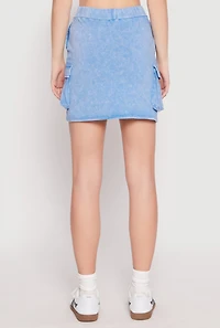 Mineral Wash High Waisted Cargo Skirt