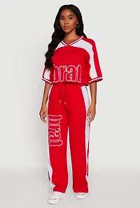 Womens Brat Graphic Jersey Top, Red, Size M