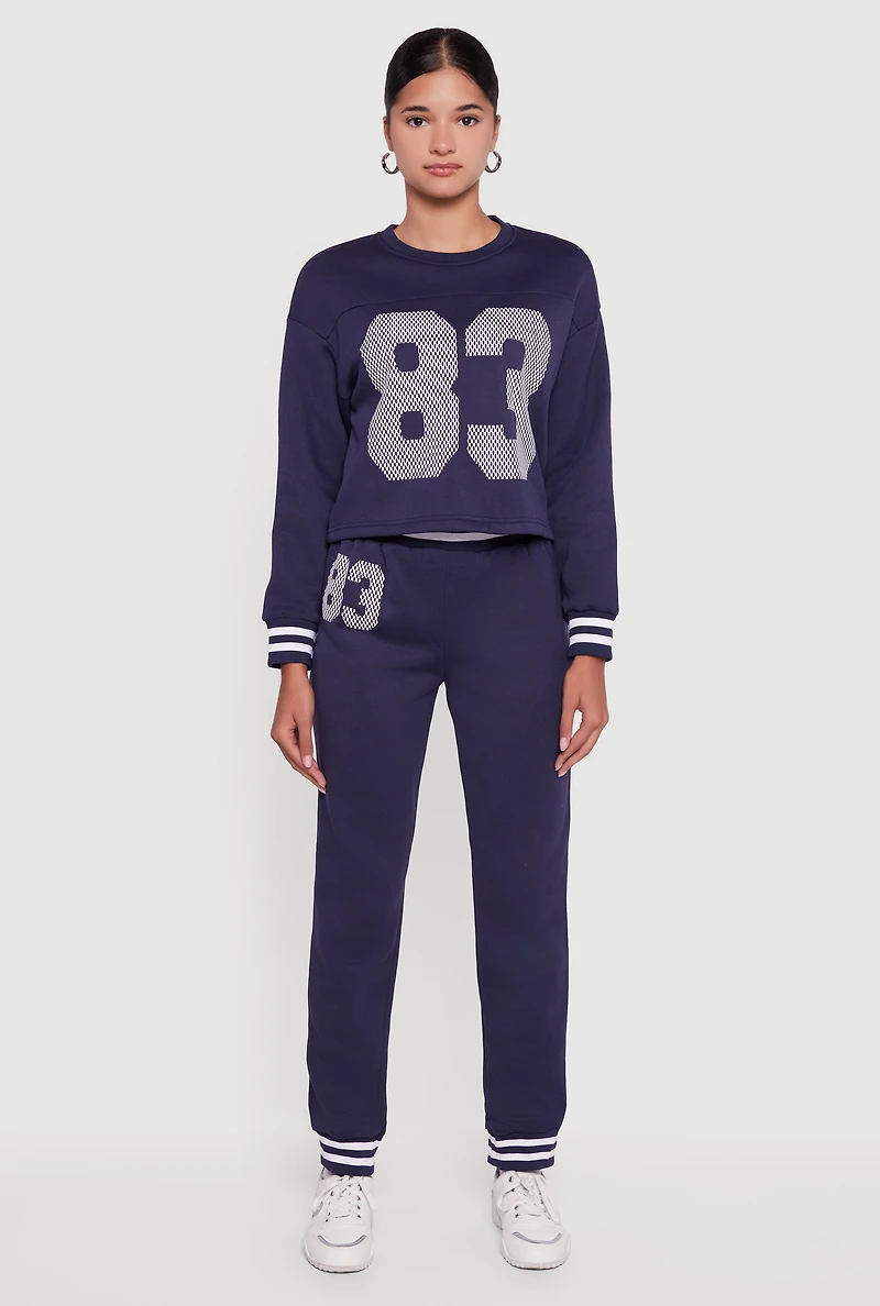 Womens 83 Graphic Long Sleeve Pullover Sweatshirt,