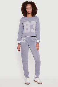 Womens 83 Graphic High Waisted Joggers, Grey, Size XL