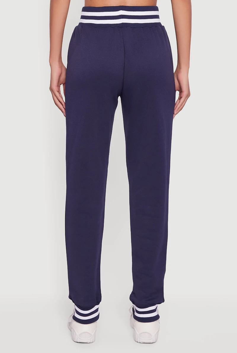 Womens 83 Graphic High Waisted Joggers, Blue, Size L
