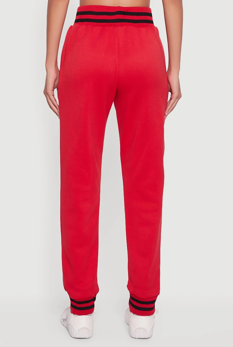 Womens 83 Graphic High Waisted Joggers, Red,