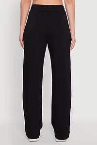 Womens Brat Graphic High Waisted Wide Leg Active Pants, Black,