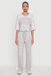 Womens Brat Graphic High Waisted Wide Leg Active Pants,