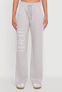 Womens Brat Graphic High Waisted Wide Leg Active Pants,