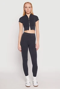 Womens Seamless Mineral Wash Crop Top, S-M