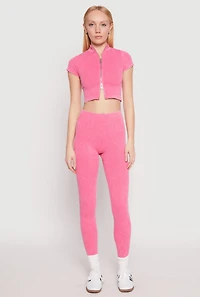 Womens Seamless Mineral Wash Crop Top, Pink, Size S-M