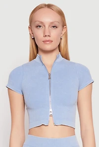 Womens Seamless Mineral Wash Crop Top, L-XL