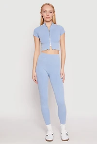 Womens Seamless Mineral Wash Crop Top, L-XL