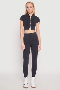 Womens Seamless Mineral Wash Leggings, Grey, Size L-XL