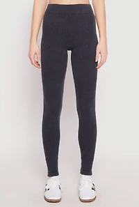 Womens Seamless Mineral Wash Leggings, Grey, Size L-XL