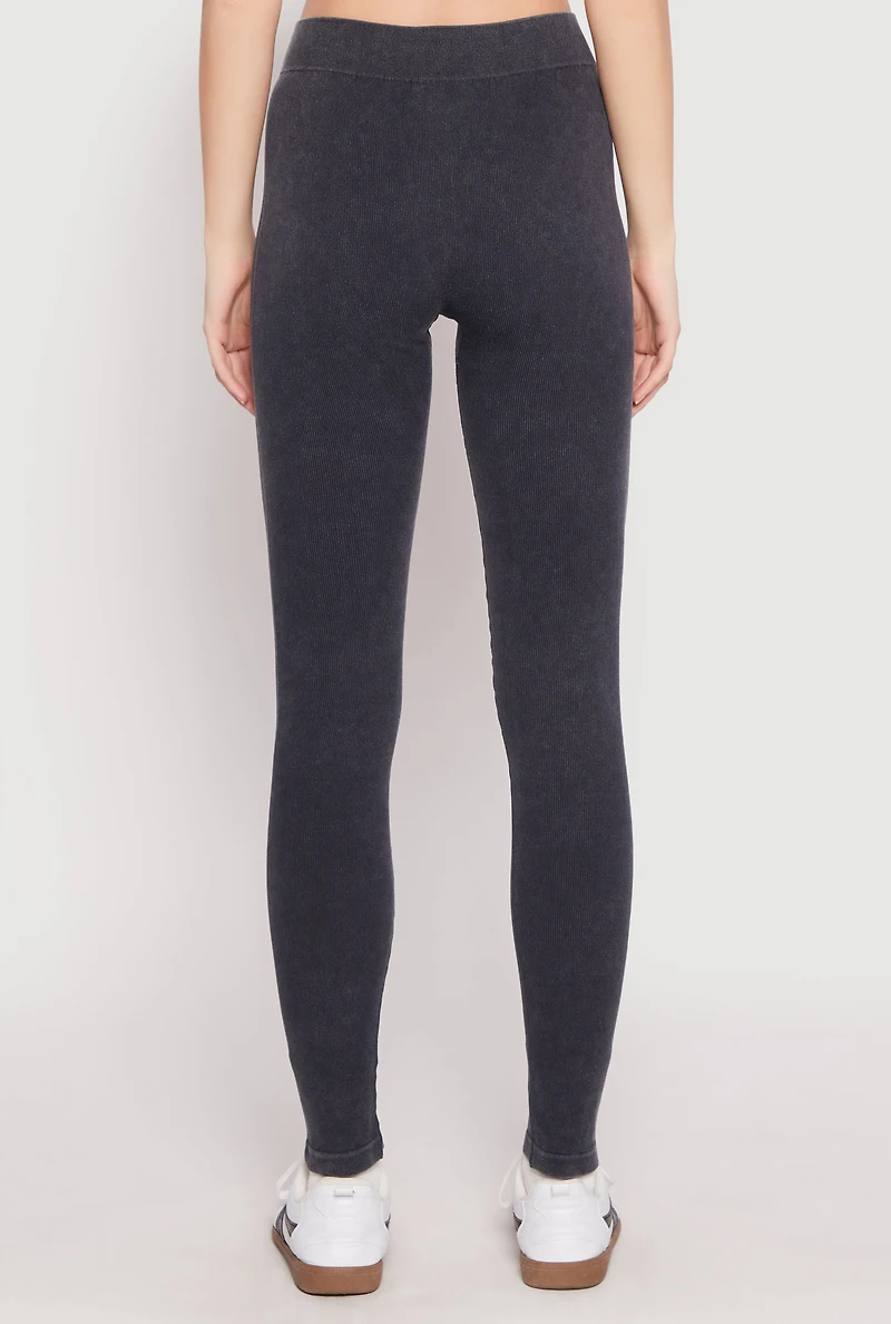 Womens Seamless Mineral Wash Leggings, Grey, Size L-XL