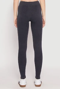 Womens Seamless Mineral Wash Leggings, Grey, Size L-XL