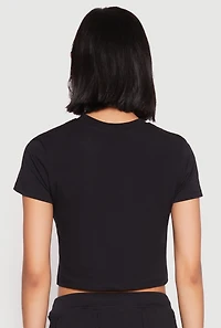 Womens Short Sleeve Cross Graphic Tee, Black, Size L