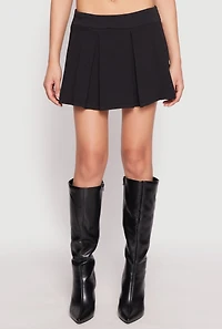 Womens Cell Phone Pocket Pleated Skort, Black, Size M