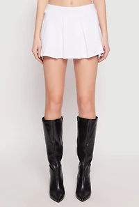 Womens Cell Phone Pocket Pleated Skort, White, Size L