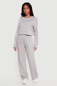 Cropped Pullover Sweatshirt with Thumbholes