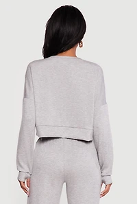 Cropped Pullover Sweatshirt with Thumbholes