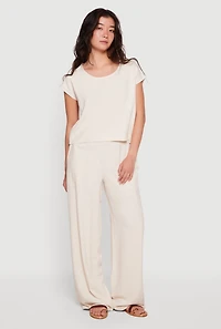 Linen Scoop Neck Dolman Sleeves Blouse