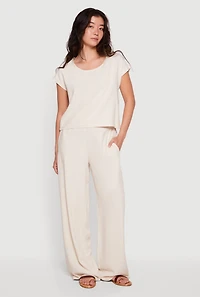 Linen High Waisted Wide Leg Pull On Pants