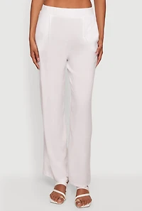 Solid High Waisted Straight Leg Pants