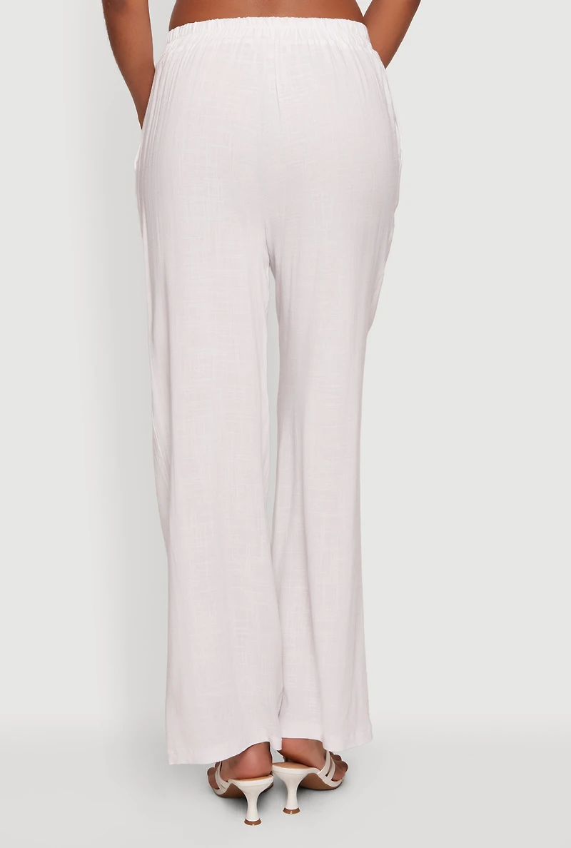 Solid High Waisted Straight Leg Pants