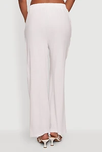 Solid High Waisted Straight Leg Pants