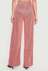 Plisse Striped Wide Leg Pants