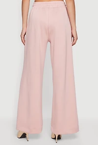 Pintuck Drawstring Waist Flare Sweatpants