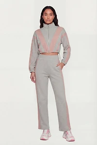 Contrast Trim Wide Leg Active Pants