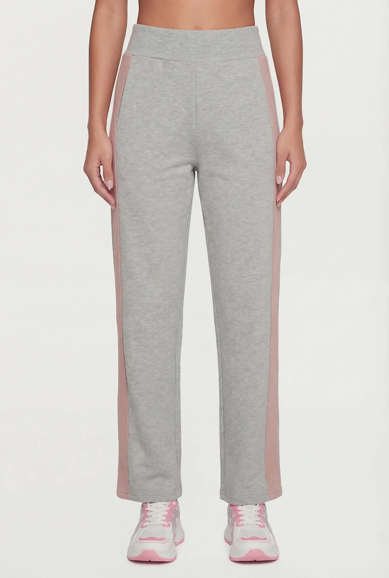 Contrast Trim Wide Leg Active Pants