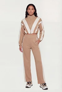 Contrast Trim Wide Leg Active Pants