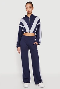 Contrast Trim Wide Leg Active Pants