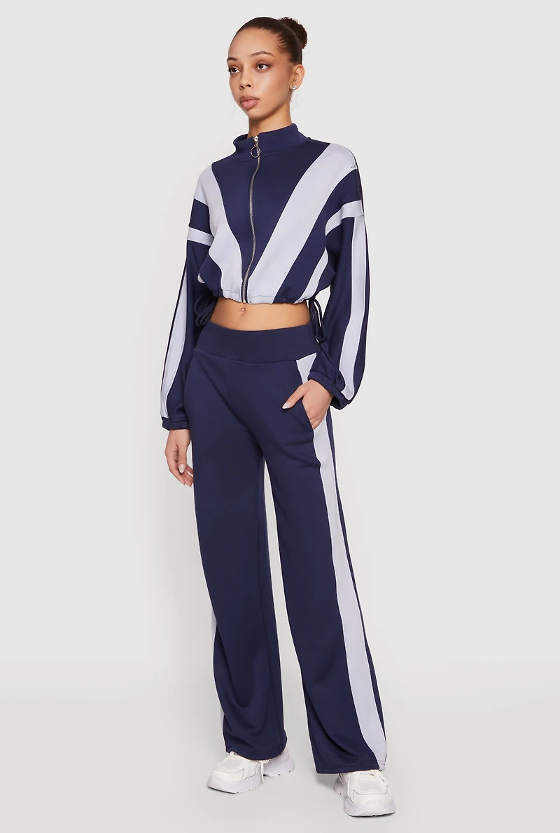 Contrast Trim Wide Leg Active Pants